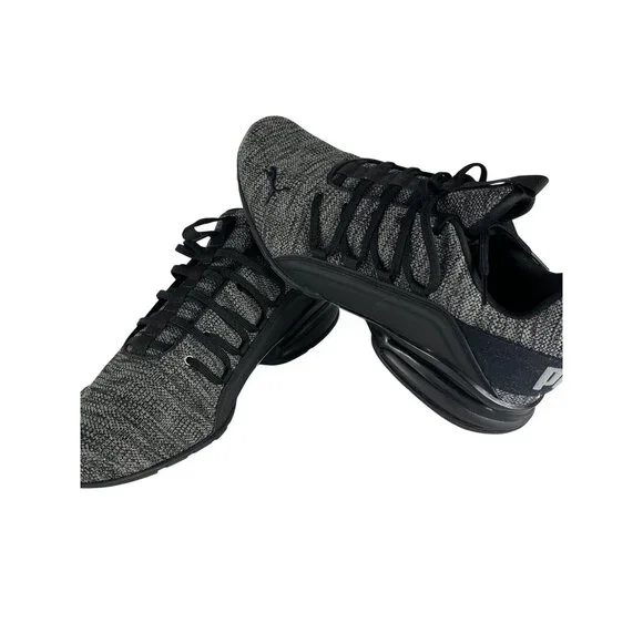 Puma Men’s Athletic Sneakers US 11.5 Gray Knit Lace-Up Running Shoes